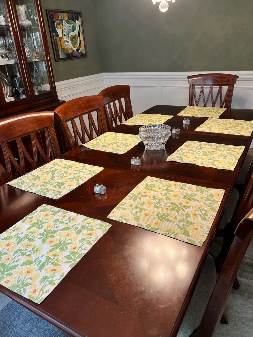 Pomegranate Inc. Yellow Floral Square Placemats, 8, excellent used condition